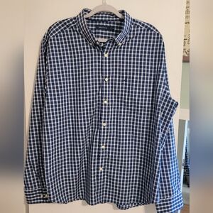 Nautica Men's Navy and White Plaid Shirt